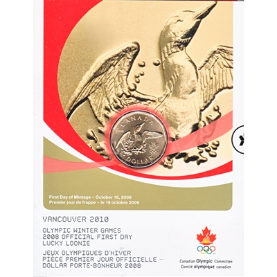 2008 Canada Olympic Lucky Loonie First Day Cover