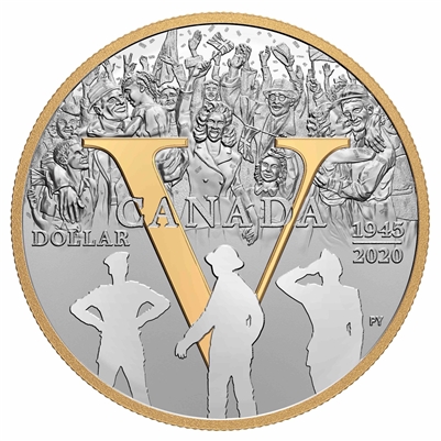 2020 Canada 75th Ann. of V-E Day Gold Plated Fine Silver in Square Capsule (No Tax)