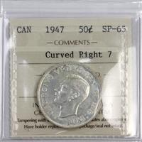 1947 Curved Right 7 Canada 50-cents ICCS Certified SP-65