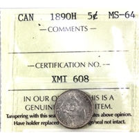 1890H Canada 5-cents ICCS Certified MS-64