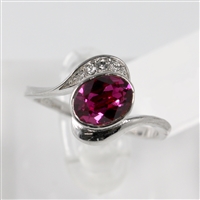 Lady's Sterling Silver Pink Gemstone Ring - Size 7