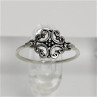 Lady's Sterling Silver Antiqued Openwork Dainty Ring - 5