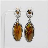 Lady's Silver Tone "Fifth Avenue Collection" - Boom Boom Boom Amber Accent Earrings