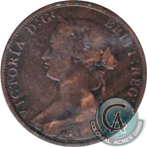 1864 Short 6 New Brunswick 1-cent VG-F (VG-10)