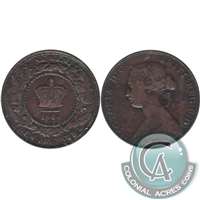 1864 Tall 6 New Brunswick 1-cent Fine (F-12)