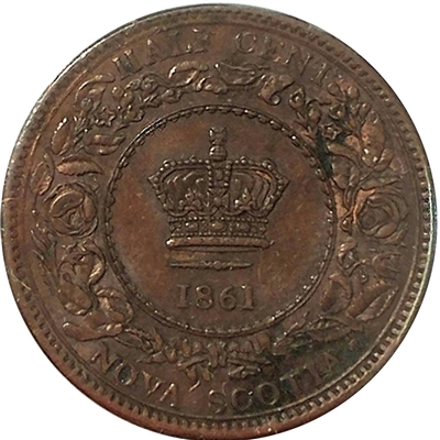 1861 Nova Scotia 1/2 Cent AU-UNC (AU-55) $