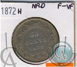 1872H Newfoundland 50-cents F-VF (F-15) $