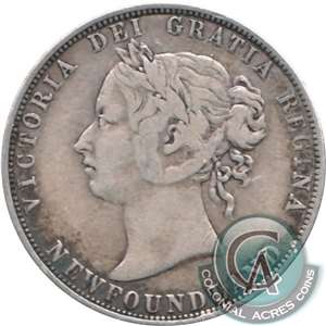 1896 Obv. 2 Small W Newfoundland 50-cents Fine (F-12)