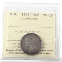 1864 New Brunswick 20-cents ICCS Certified VF-20