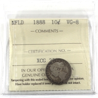 1888 Newfoundland 10-cents ICCS Certified VG-8