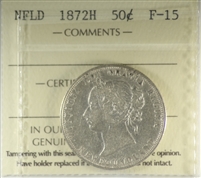 1872H Newfoundland 50-cents ICCS Certified F-15