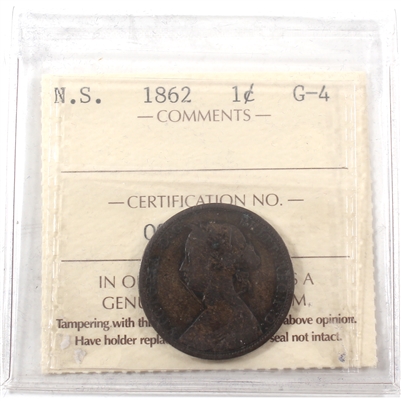 1862 Nova Scotia 1-cent ICCS Certified G-4