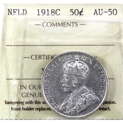 1918C Newfoundland 50-cents ICCS Certified AU-50