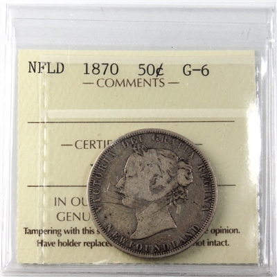 1870 Newfoundland 50-cents ICCS Certified G-6