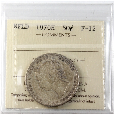 1876H Newfoundland 50-cents ICCS Certified F-12 (XOH 417)