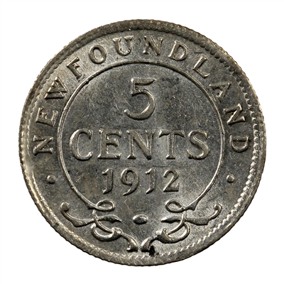 1912 Newfoundland 5-cents Almost Uncirculated (AU-50) $