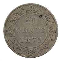 1872H Newfoundland 20-cents Very Fine (VF-20) $