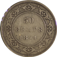 1874 Newfoundland 50-cents F-VF (F-15) $