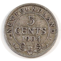 1904 Newfoundland 5-cents VG-F (VG-10)