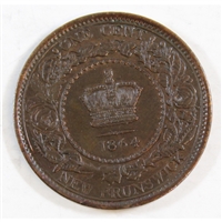 1864 Short 6 New Brunswick 1-cent AU-UNC (AU-55) $