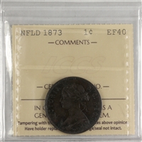 1873 Newfoundland 1-cent ICCS Certified EF-40