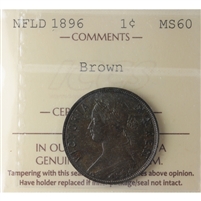1896 Newfoundland 1-cent ICCS Certified MS-60 Brown