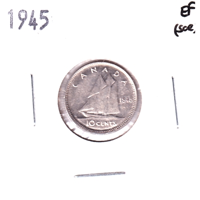 1945 Canada 10-cents Extra Fine (EF-40) Scratched