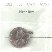 1922 Near Rim Canada 5-cents Prestige Certified AU-55