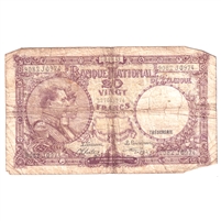 Belgium Note, 1940-1947 20 Francs, Pick #111, Circ