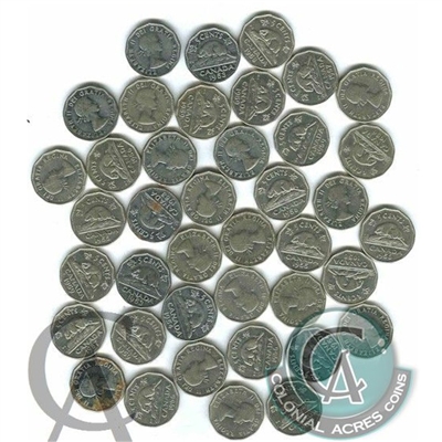 40 x Mixed 1953-1959 Elizabeth Canada 5 Cents (Mega29)