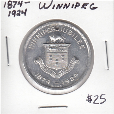 1874-1924 Winnipeg Jubilee Medallion Commemorating 50th Anniversary.