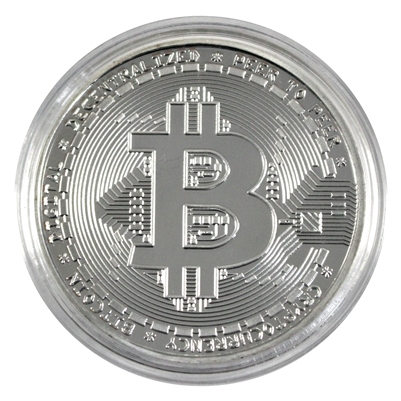 Bitcoin Cryptocurrency Silver-coloured Medallion
