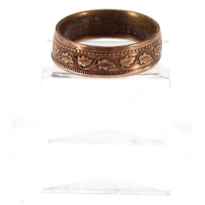 1911-1920 Canada 1-cent Coin Custom Ring Size 9 - Made from a real large cent!