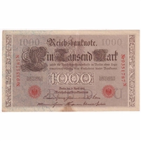 Germany 1910 1000 Mark, Red EF-AU (stain)
