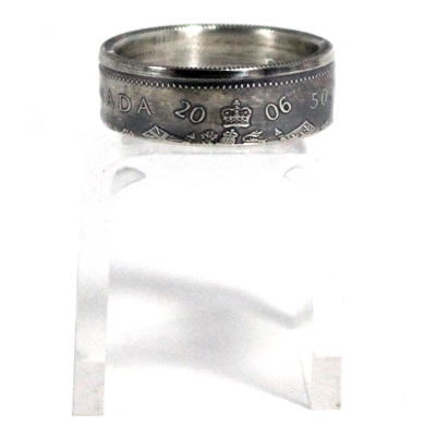 2006 Canada 50ct Coin Custom Jewellery Ring Size 9.5 - Made from a real 50-cent coin!