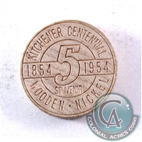 1854-1954 Kitchener's Centennial Wooden Nickel Souvenir Token