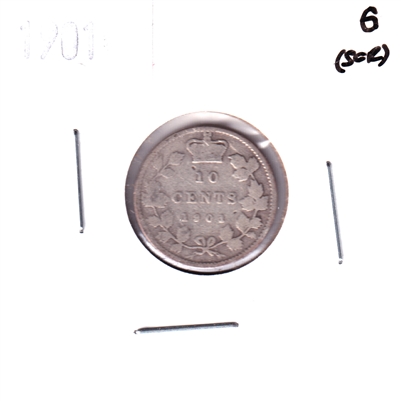 1901 Canada 10-cents Good (G-4) Scratched, bent, or otherwise impaired