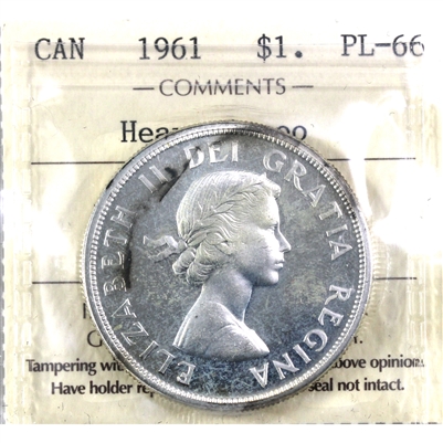 1961 Canada Dollar ICCS Certified PL-66 Heavy Cameo (Toned)