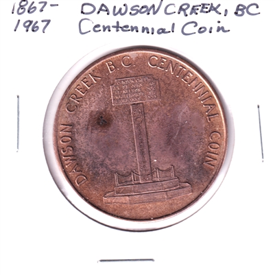 1967 Dawson Creek, B.C. Canada Centennial Medallion: Peace River Power Project (Toned)