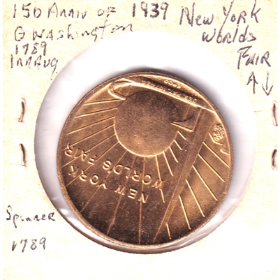 1939 New York World's Fair Medallion: George Washington Inauguration 150th Anniversary