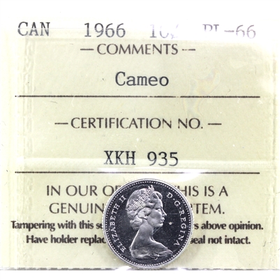 1966 Canada 10-cents ICCS Certified PL-66 Cameo