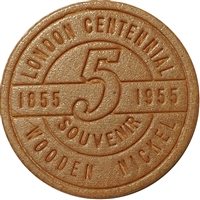 1955 London, ON, Wooden Nickel Souvenir Token: The Forest City