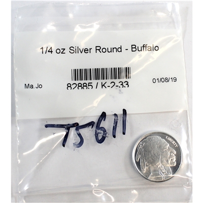Indian/Buffalo 1/4oz. .999 Fine silver round. No Tax