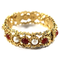 Vintage 1980s R. SERBIN Gold-tone Hinged Cuff Bracelet