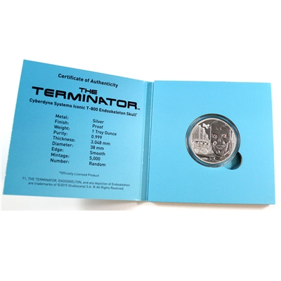 2015 USA Terminator 1oz. Fine Silver with original packaging and COA (No Tax)