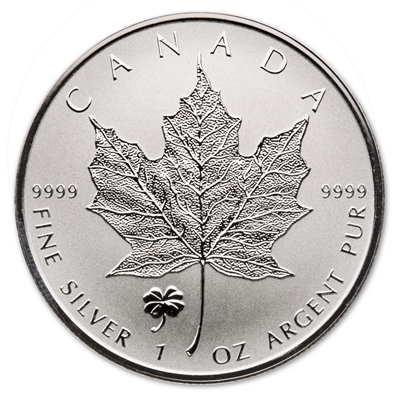 2016 Canada $5 Four-Leaf Clover Privy 1oz. Silver Maple (No Tax) Lightly Toned