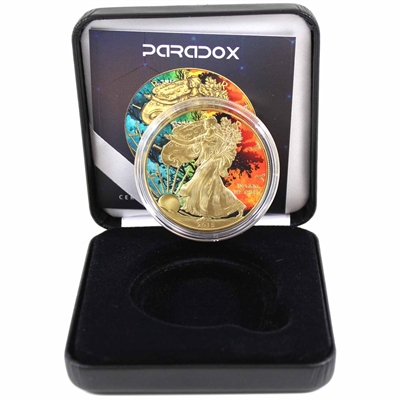 2015 USA $1 Silver Eagle 1oz with Colourful Seasons Changing & Gold Plating (No Tax)