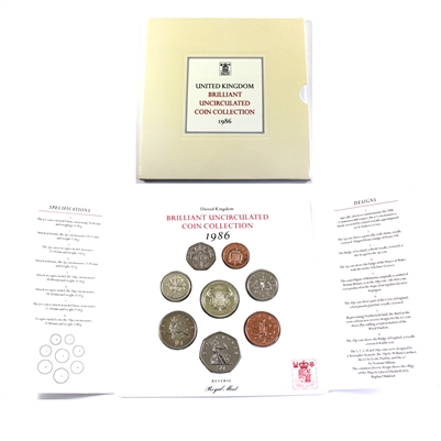 1986 Great Britain Brilliant Uncirculated Coin Collection (Impaired)