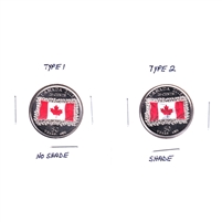 Pair of 2015 Canada Coloured Flag 25-cents - Shade & No Shade, UNC or Better, 2Pcs