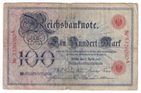 Germany 1903 100 Mark, VG (Damaged)
